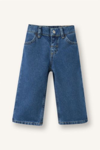 Baby Girls Dark Blue Baby Girl Wide Leg CottonTrousers