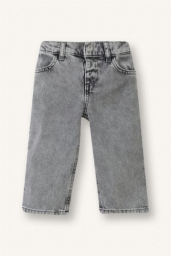 BABY GIRL Grey Baby Girl 100% Cotton Wide Leg Cotton Trousers