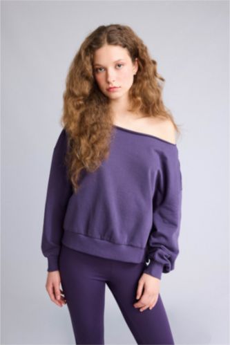 WOMAN Purple Thick Fabric Sweatshirt