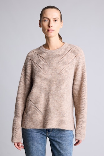 Relaxed Fit Wool Blend Crew Neck Knitted Pullover
