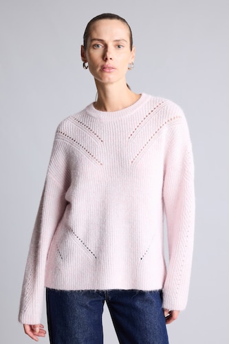 Relaxed Fit Wool Blend Crew Neck Knitted Pullover