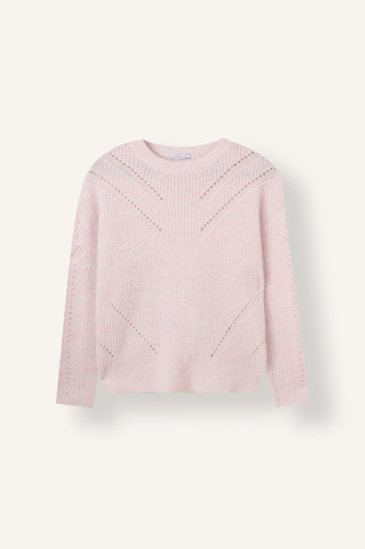 Relaxed Fit Wool Blend Crew Neck Knitted Pullover