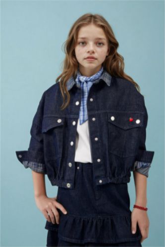 Kız Çocuk - Genç Kız Mavi Denim Ceket Kız Çocuk