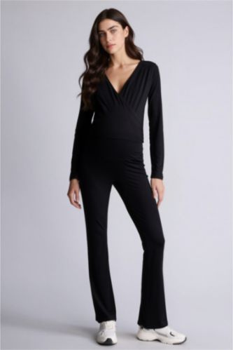 Woman Black بنطلون حمل قصة عادية شارلستون