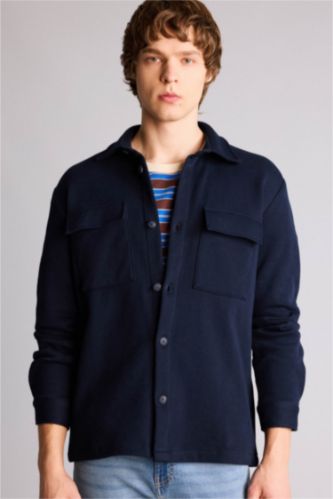 Man NAVY Regular Fit Long Sleeve Overshirt
