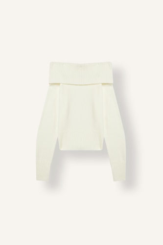 Slim Fit Açık Omuz Triko Basic Kazak