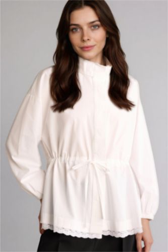 Kadın Beyaz Regular Fit Poplin Tunik