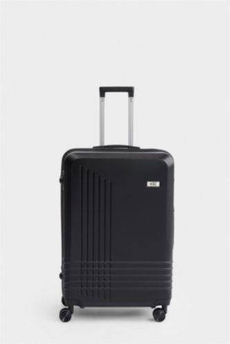 Kadın Siyah Büyük Unisex Sert Kapaklı Çekçekli Küçük Valiz