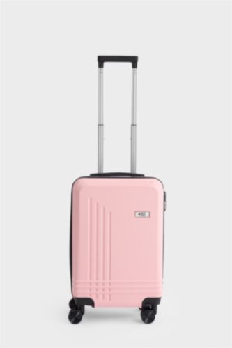 Kadın Açık Pembe Küçük Unisex Sert Kapaklı Çekçekli Küçük Valiz