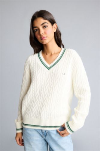 WOMAN Ecru Regular Fit Knitwear Pullover