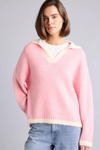 Oversize Polo Yaka Kontrast Basic Kazak