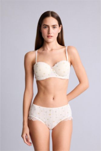 FEMME Blanc Culotte hipster avec détails en dentelle