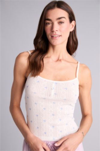 Kadın Kırık Beyaz Çiçekli Atlet