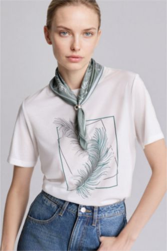 Woman Ecru Regular Fit Short Sleeve T-Shirt