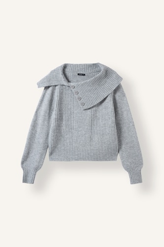 Pull en mélange de laine à col châle Coupe régulière