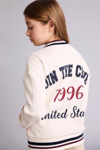 Young Girls - Teen Girls White Girl Printed Cardigan