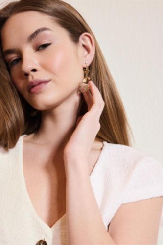 Kadın Karma Kadın Çiçek Desenli Küpe