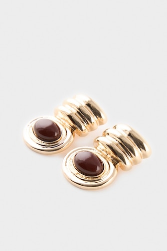 Oval Detay Vintage Küpe