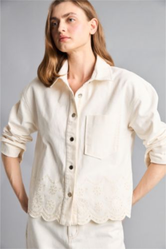 Women Ecru Regular Fit Gabardine Blazer