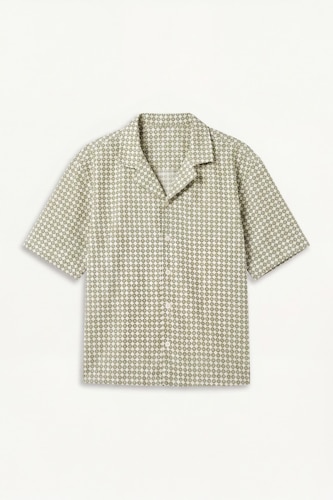 Boxy Fit Apache Neck Printed Short Sleeve Shirt