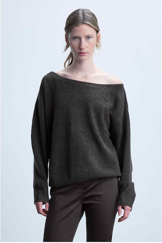Pull en maille basique à col bateau Coupe régulière