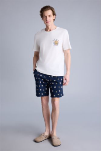 Erkek Lacivert Tom & Jerry Regular Fıt Kısa Kollu 2'li Takım