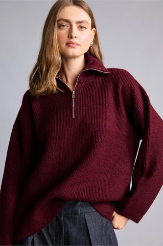 Woman Bordeaux Oversize Fit Pullover