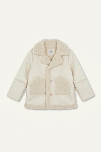 Baby Girls Ecru Baby Girl V-Neck Puffer Jacket