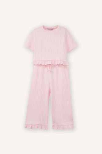 Baby Girl Light Pink 2 piece Regular Fit Crew Neck Set