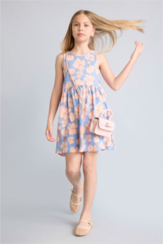 Young Girls - Teen Girls Blue Regular Fit Sleeveless Knitted Dress