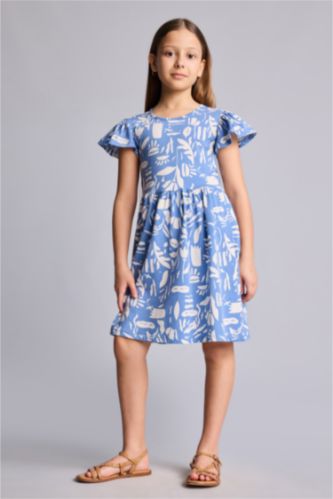 Young Girls - Teen Girls Dark Blue Regular Fit 3/4 Sleeve Knitted Dress