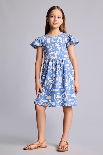Young Girls - Teen Girls Dark Blue Girl Regular Fit 3/4 Sleeve Knitted Dress