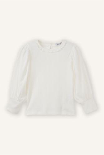 طفلة صغيرة بيج فاتح تيشيرت بيبي بناتي ردن طويل بالون فيت بياخة مستديرة