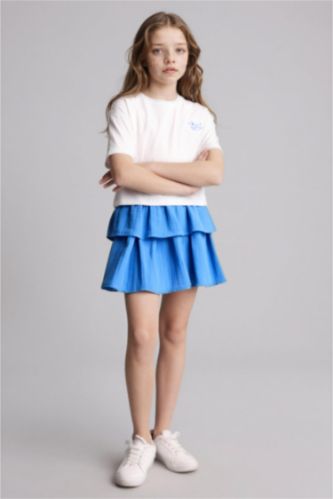 Kız Çocuk - Genç Kız Ekru Tişört Etek 2'li Takım Kız Çocuk