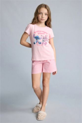 Kız Çocuk - Genç Kız Açık Pembe Lilo & Stitch 2'Li Pijama Takım Kız Çocuk