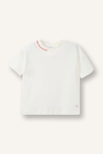 Baby Girl White Baby Girl Ribbed T-Shirt