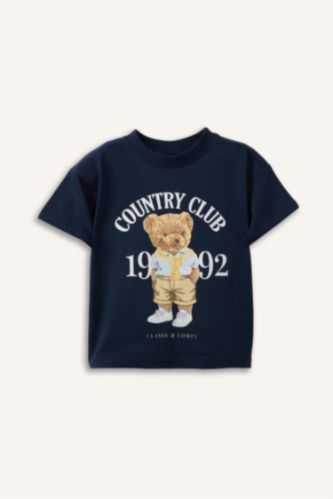 Erkek Bebek Lacivert Ayıcıklı Tişört Erkek Bebek