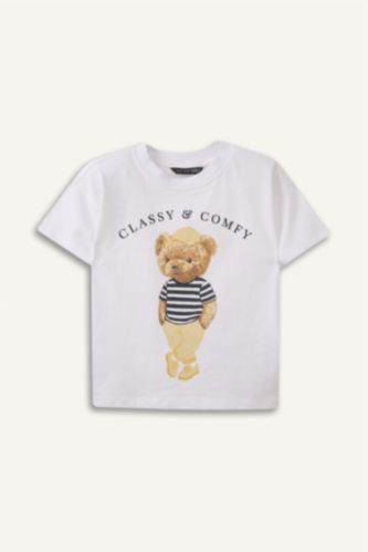 Erkek Bebek Beyaz Ayıcıklı Tişört Erkek Bebek