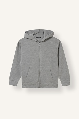 Boy Cotton Zip-Up Hooded Sweatshirt with Kangaroo Pocket