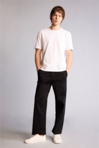 Man Black Wide Leg Trousers