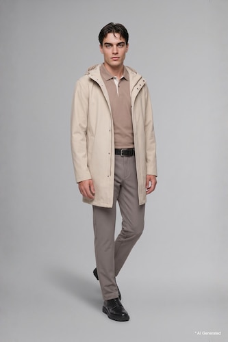 MAN Stone Faux Leather Hooded Coat