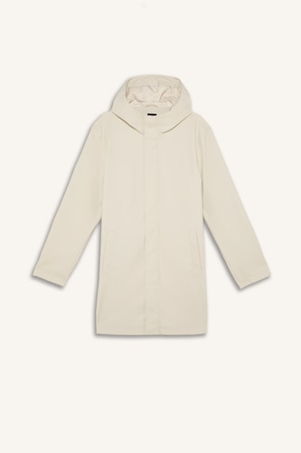 Faux Leather Hooded Coat
