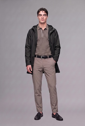 Men Black Faux Leather Hooded Coat