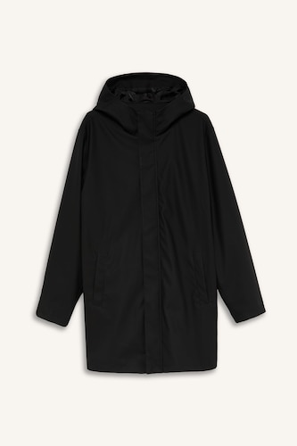 Faux Leather Hooded Coat