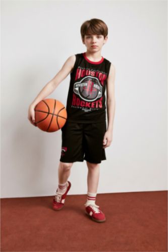 Erkek Çocuk - Genç Erkek Siyah NBA Regular Fit Şort Erkek Çocuk