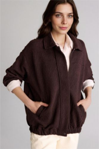 Woman Brown Loose Fit Cardigan