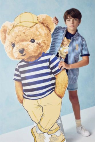 BOYS & TEENS White Regular Fit Striped Short Sleeve Shirt