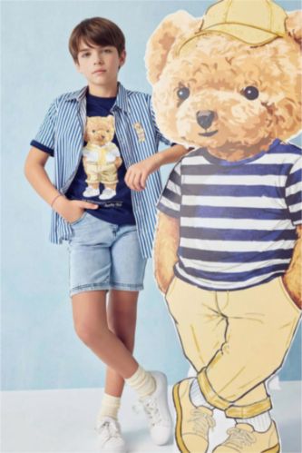 Erkek Çocuk - Genç Erkek Açık Mavi Regular Fıt Jean Şort Erkek Çocuk