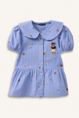 Kız Bebek Lacivert Ayıcıklı Gömlek Kız Bebek