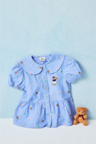 Baby Girl NAVY قميص بيبي بناتي مطبوع قصة عادية